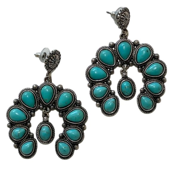 Western Boho Style Silver Concho Naja Earrings #1103 - Picture 1 of 8